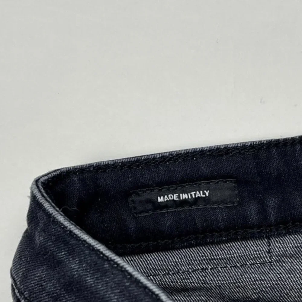 R13 Italy Kate Skinny Raw Hem Jeans Dark Moon Women 26 Stretch Cotton Distressed
